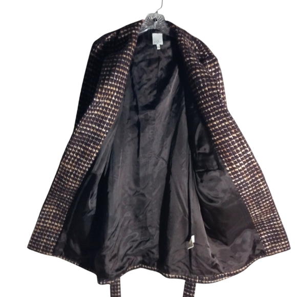 Anne Klein Belted Coat Wool Mohair Alpaca Lined Brown Large - Picture 2 of 8